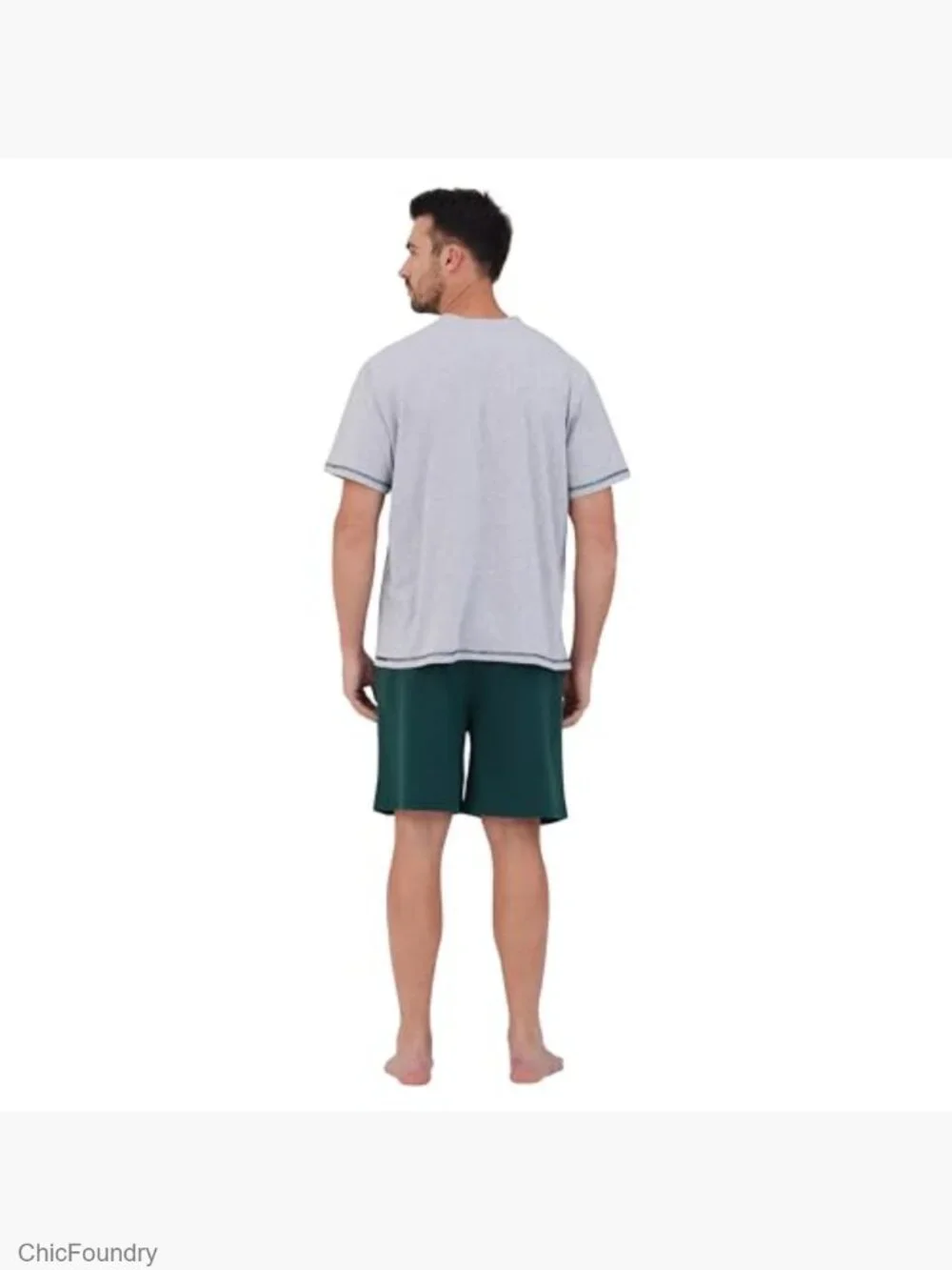 Soft Cotton V-Neck Short-Sleeve T-Shirt & Shorts Pajama Set for Men